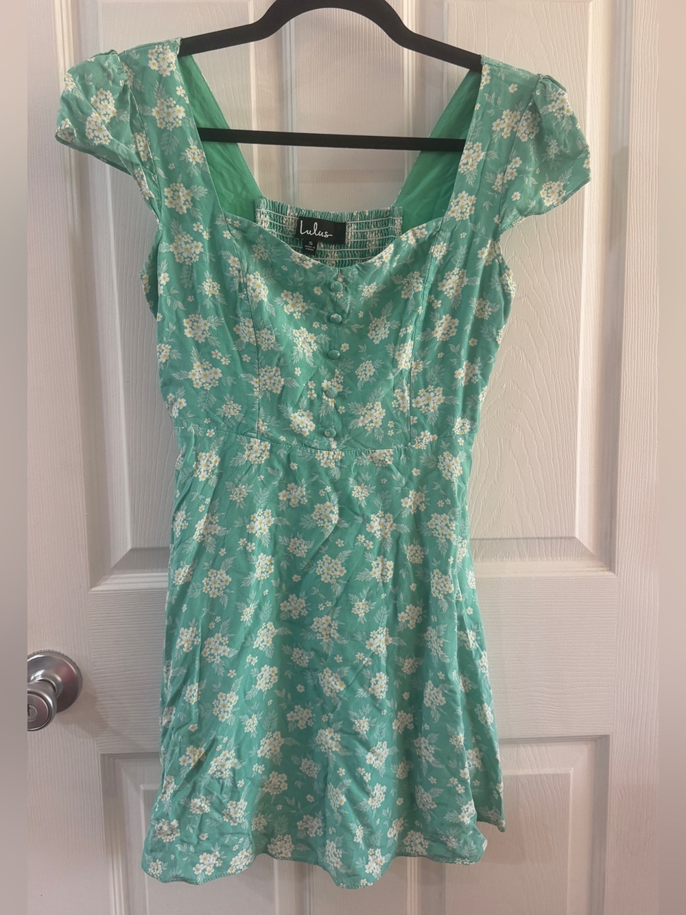 Lulus Mint Green Floral Mini Dress Size Small Cottagecore Puff Sleeve